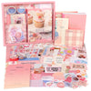 Draupnir Pink Cute Kawaii Scrapbook Kit(348pcs), Bullet Junk Journal Kit with Journaling/Scrapbooking Supplies, Stationery, A6 Grid Notebook with