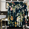 Amaredom Black Floral Shower Curtain, Colorful Flowers Shower Curtain for Bathroom, Waterproof Fabric Shower Curtain Set with 12 Hooks - 183 x 183 cm