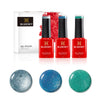 Bluesky Gel Nail Polish Set, Crystal Teals, Seabed Pch40, Glacial Mist 80612, Electric Glitter Blue Lt065, 3 x 5 ml, Shimmer, Blue, Green,(Requires