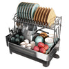 romision 2 Tier Dish Drying Rack, Large Dish Rack with 360 Swivel Spout, 304 Stainless Steel Dish Drainer Rack, Draining Board Rack for Kitchen