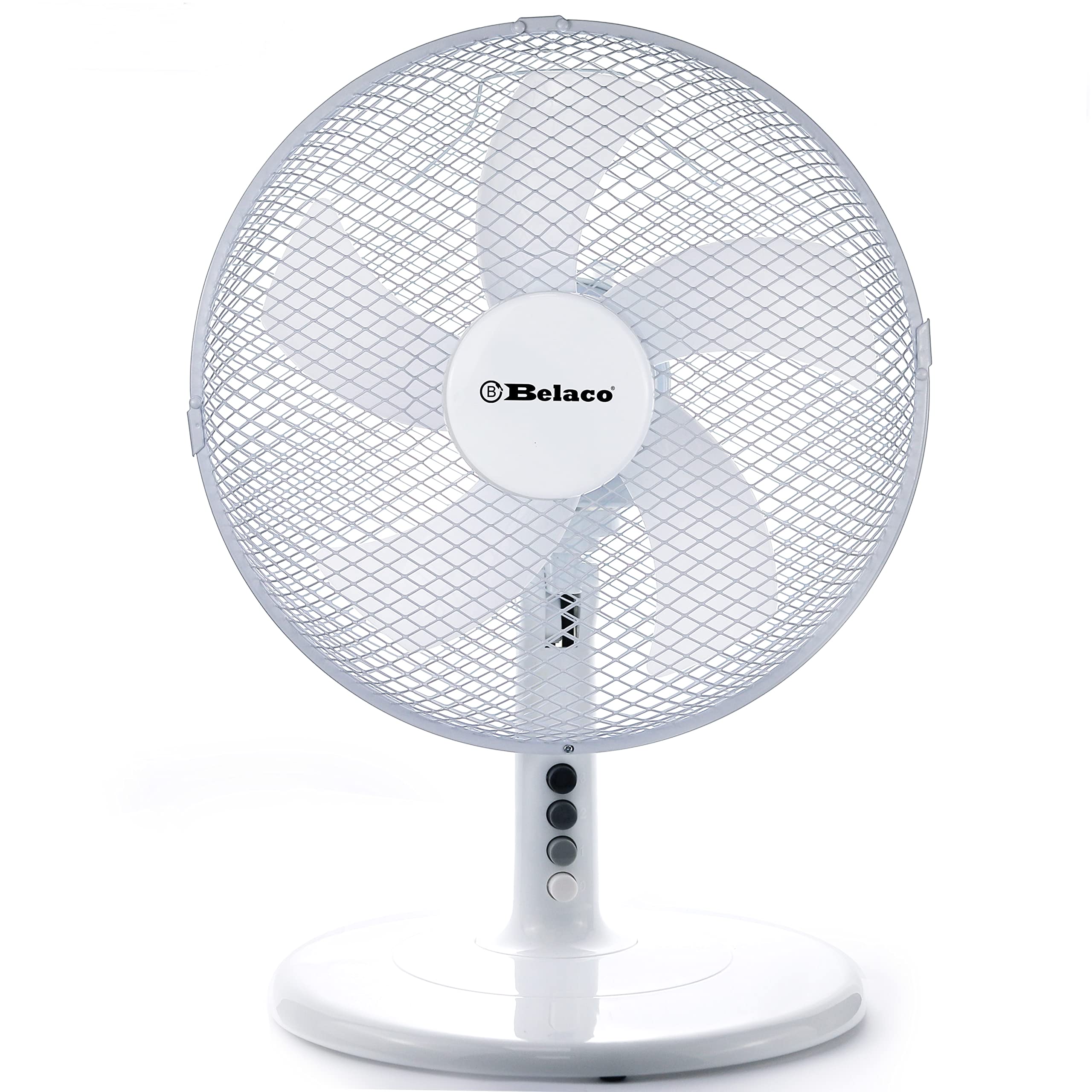Belaco 12inch Table Fan Desk Fan with 3 Speed Oscillating cooling fan Stand Fan floor fan Low Noise Strong Resistant Base high protective mesh grill