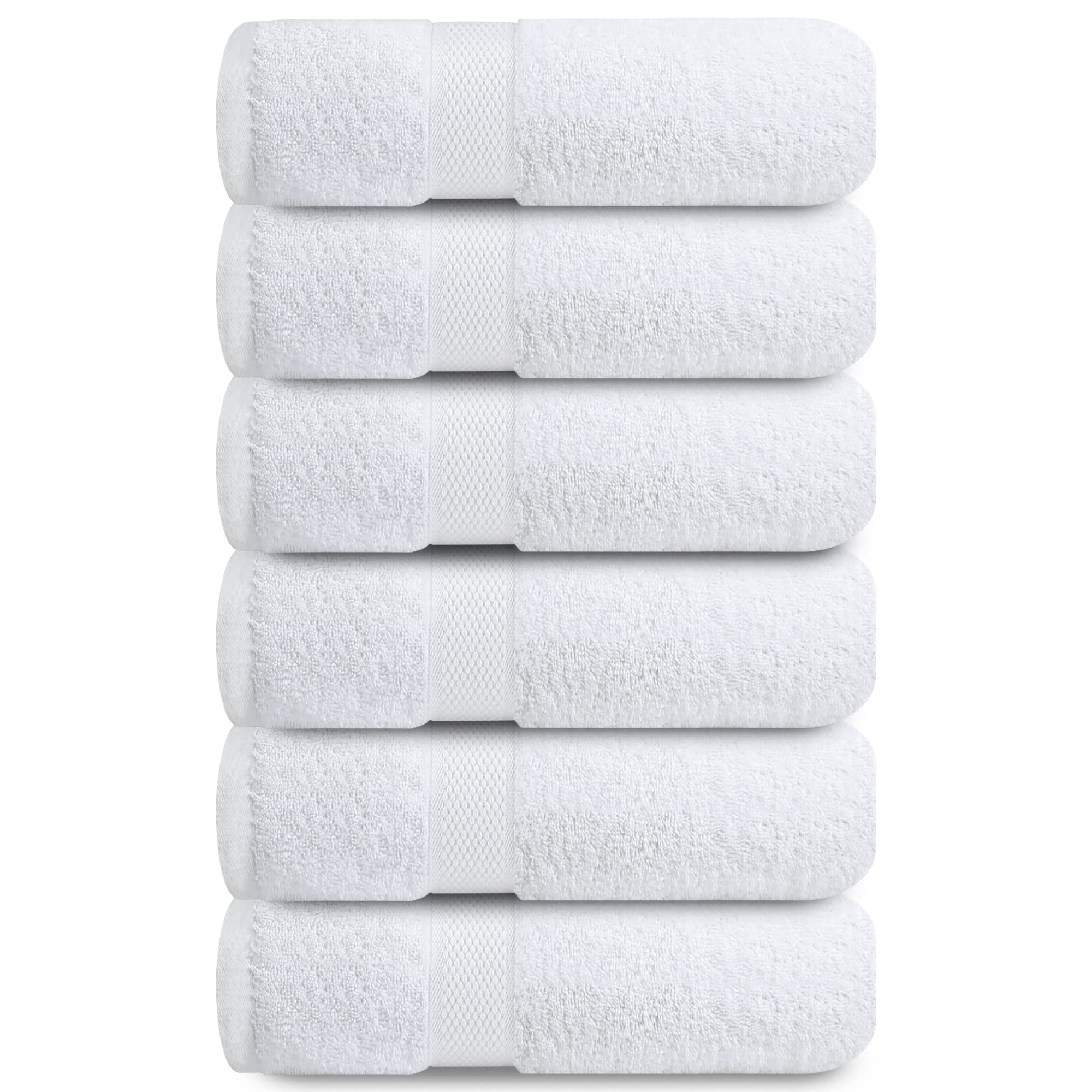 Infinitee Xclusives Premium White Hand Towels 6-Pack (40 x 72 cm) ? 100% Cotton, Super Absorbent, Quick-Dry Towels for Bathroom, Hotel, Salon & Gym
