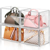 LINYAPRY 4 Packs Clear Plastic Handbag Storage Organizer for Closet, Large Acrylic Display Box for Handbag, Stackable Storage Boxes Bag Organizer with