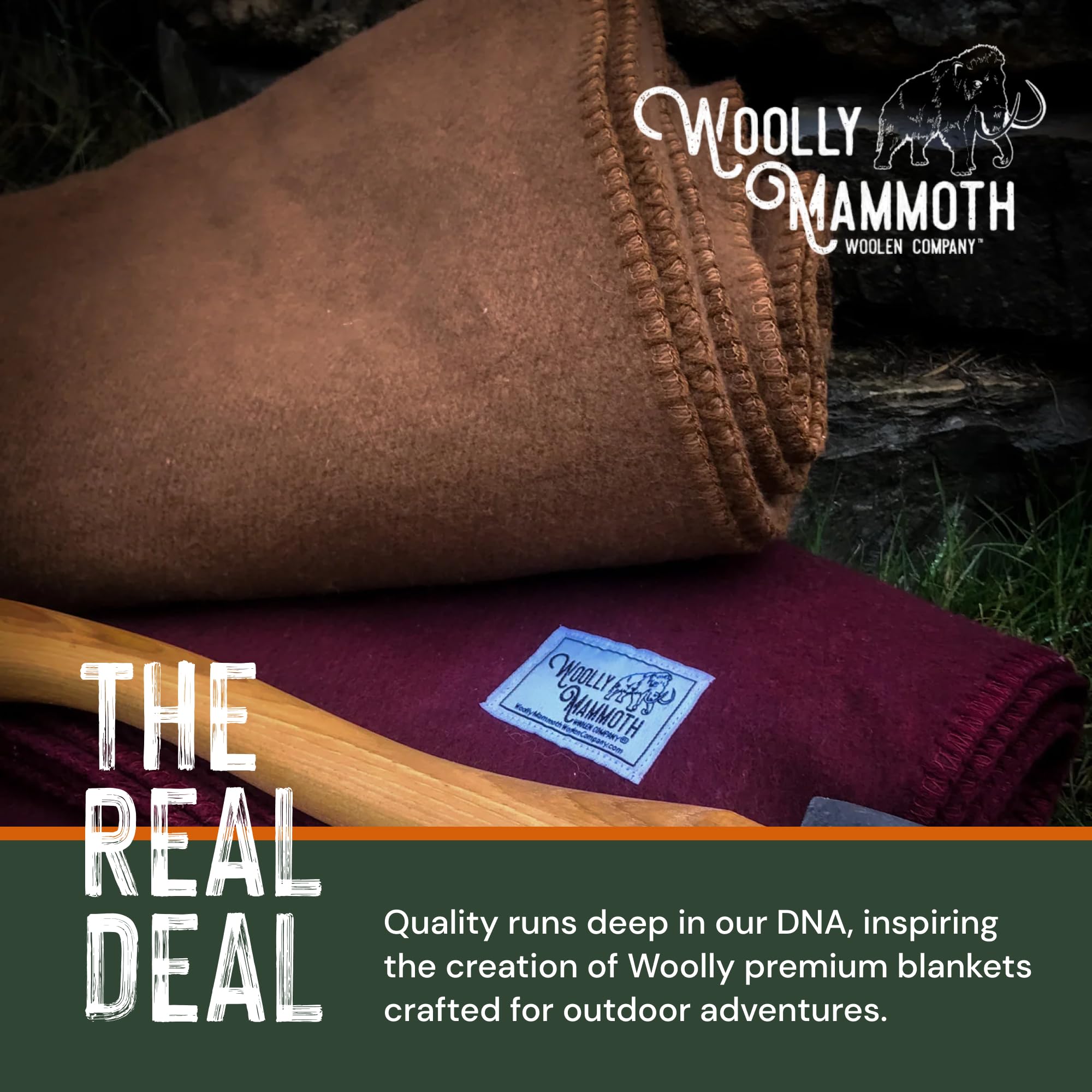 Woolly Mammoth Merino Wool Blanket - Large 66" x 90", 4LBS Camp Blanket | Throw for the Cabin, Cold Weather, Emergency, Dog Camping Gear, Hiking,