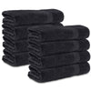 Komfortec Set of 8 Hand Towels 50 x 100 cm 100% Cotton 470 g/m? Terry Cloth Soft Black