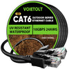 VOIETOLT Outdoor Cat 6 Ethernet Cable 35m, Water Resistant Direct Burial LLDPE UV Jacket - 24AWG 10Gbps High Speed Gigabit Internet Network Cable -
