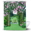 SCVBLJS Floral Shower Curtain Waterproof Bathroom Bathtub Polyester Fabric Bathroom Shower Curtain Garden scenery curtain Flower bath room partition