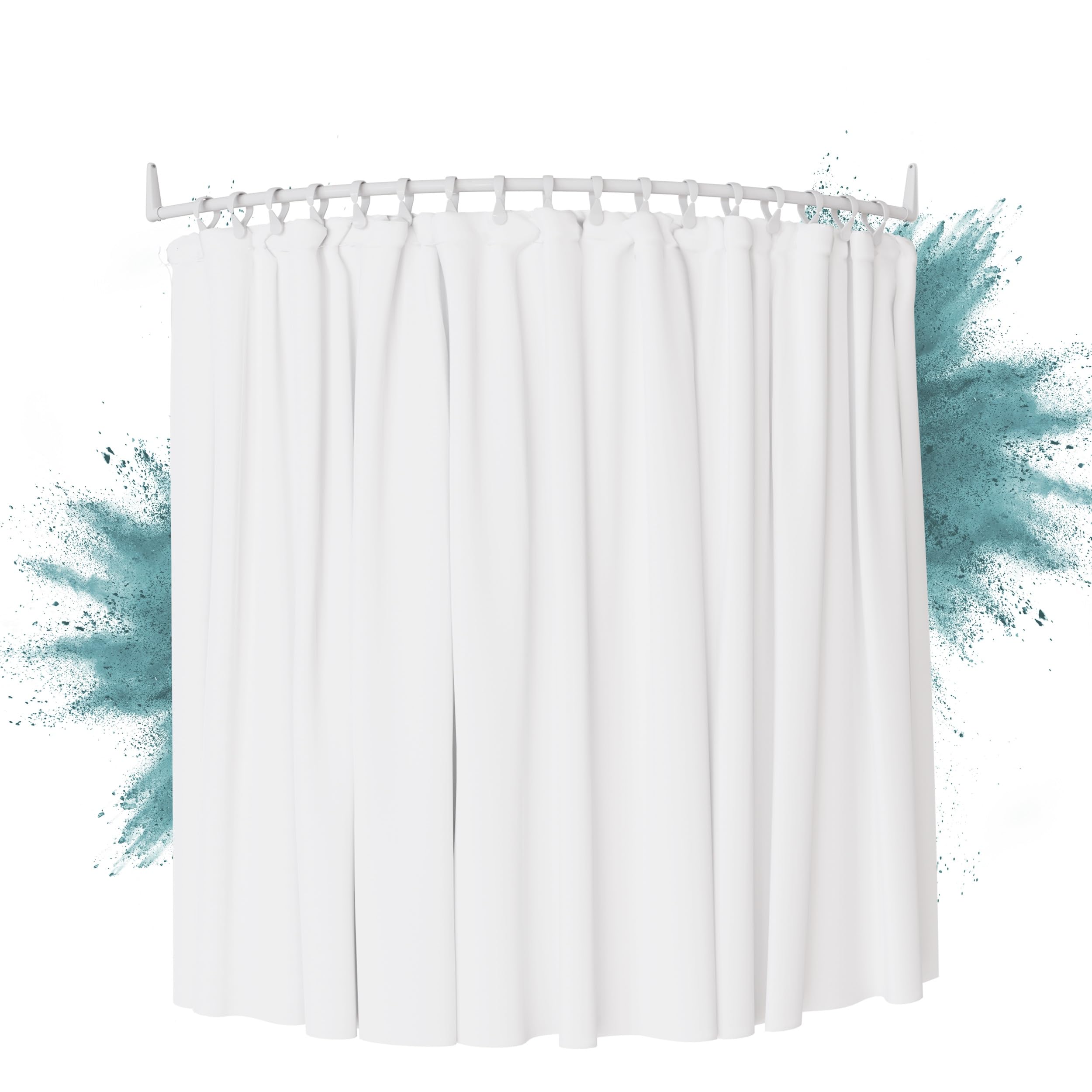 Erica Rounded White Shower Rail, 140x140cm, Curved Shower Rod for Corner Baths, Wall Mounted, Support without Ceiling Bracket, White PVC-free Plastic