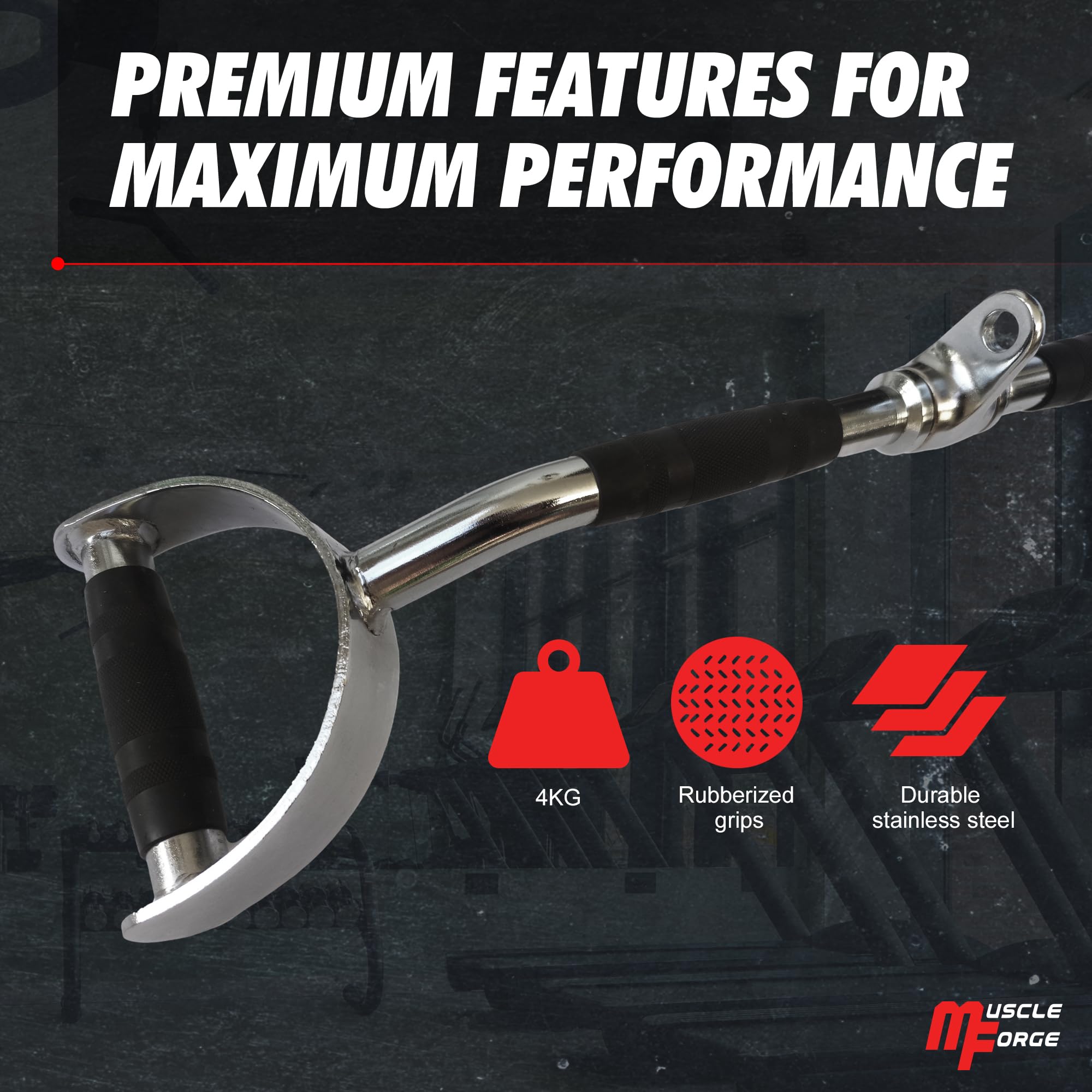 MuscleForge? Lat Pull Bar Hammer Bar 70 cm, 28 Inches, Long Parallel Handle, Lat Pull Handles for Back Muscle Training, Hammer Bar for LAT Pulldown