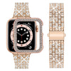 wutwuk Compatible Bling Apple Watch Straps 40mm with Bling Case, Rose Gold Sparkling Metal Woman iWatch Replacement, Diamond Rhinestone Wristband for