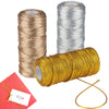 ZDNT 3 Rolls Gold Twine String Metallic String Gold Cord Metallic Tinsel Cord Thread for 100 m Thread Cord 1.5 mm Wide for Gift Wrap Decoration Crafts