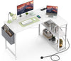 Yornoli L Shaped Computer Desk with Power Outlet, 118CM Corner Office Desk for Small Spaces with Storage Shelves, Study Work Writing Table for Home
