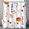 Lerores Shower Curtain, 180 x 180 cm, Orange & Navy Flower, Weighted Hem, Anti-Mould, Water-Repellent, Washable Polyester Bath Curtains with 12