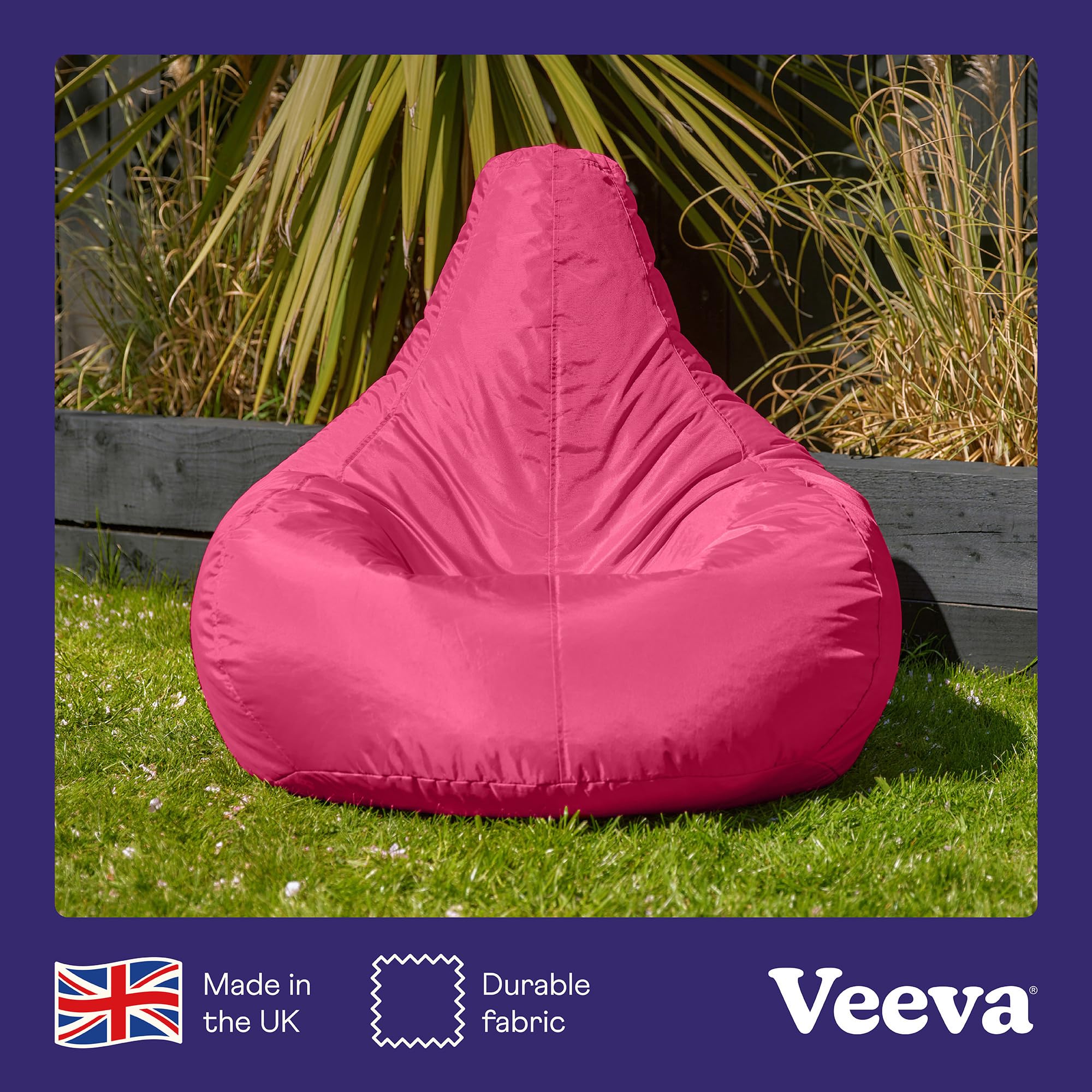 Bean Bag Bazaar Recliner Gaming Bean Bag Chair, Pink, Indoor Outdoor Water Resistant Fabric, Large Beanbag with Filling Included, Gaming Chair,