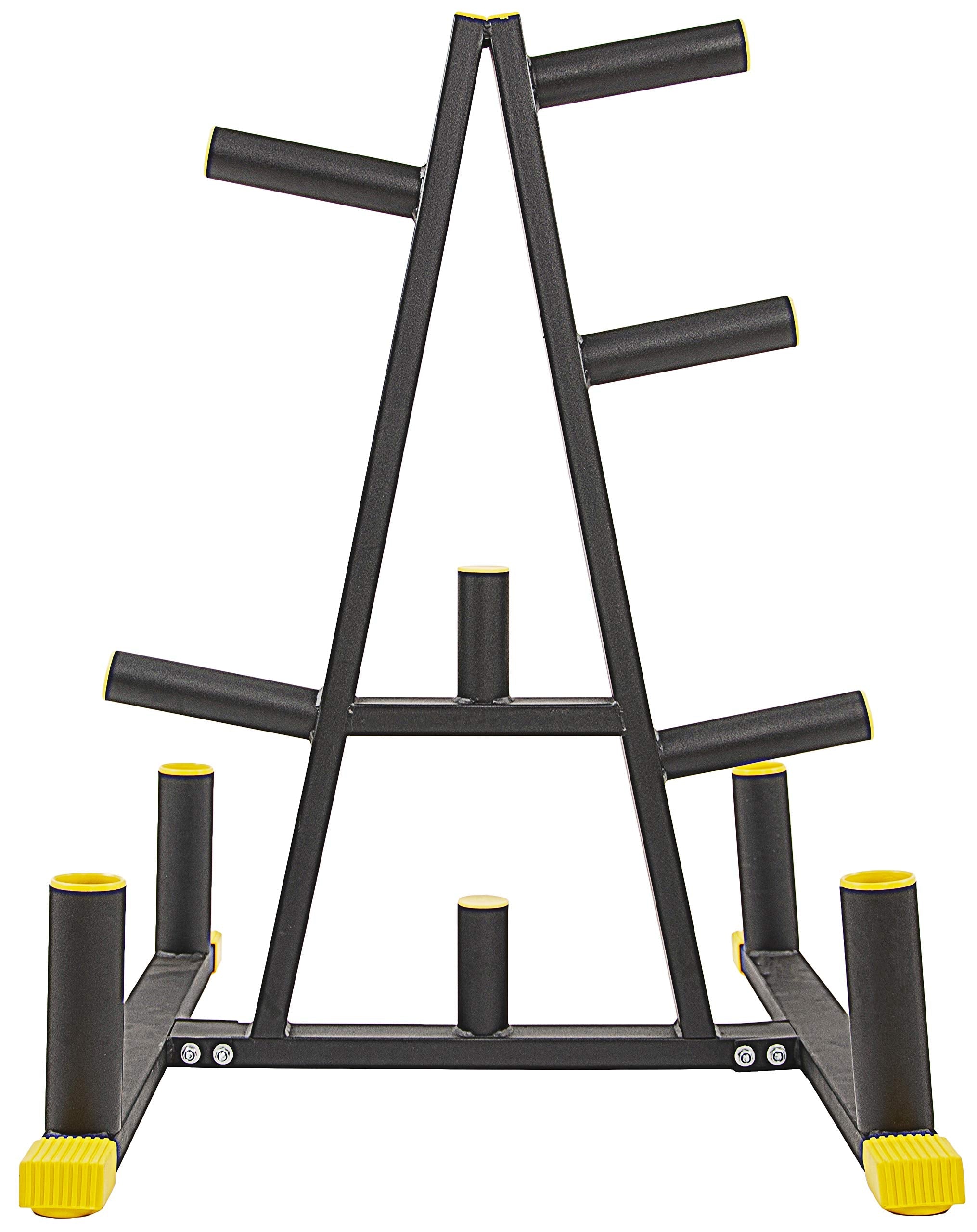 BalanceFrom 2-Inch or 1-Inch Weight Plate Rack with Barbell Holders, 600-Pound Capacity (for 2-Inch Gear), Black