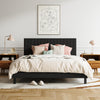 XINBEDEU 4ft6 Double Bed Frame, Upholstered Platform Bed with Adjustable Velvet Headboard, Sturdy Wooden Slats, Silent Design, No Spring Mattress