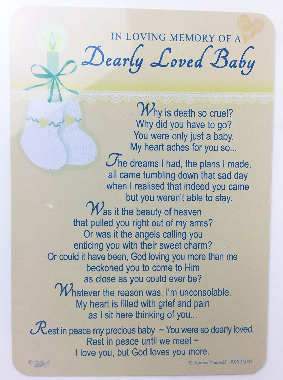 Grave Card - In Loving Memory Of A Dearly Loved Baby - XY35035 - Loss Of Child / Sympathy