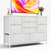 CAIYUN Chest of Drawers, Dresser for Bedroom with 9 Drawers, Wood Top Tall TV Stand Large Storage Organizer Unit Shelf with Fabric Drawers, Living