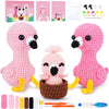Crochet Kit for Beginners Adults Kids Famliy Flamingos Crochet Animal Kit Step-by-Step Video Crochet Flamingos Crochet Learn to Crochet Starter Kit