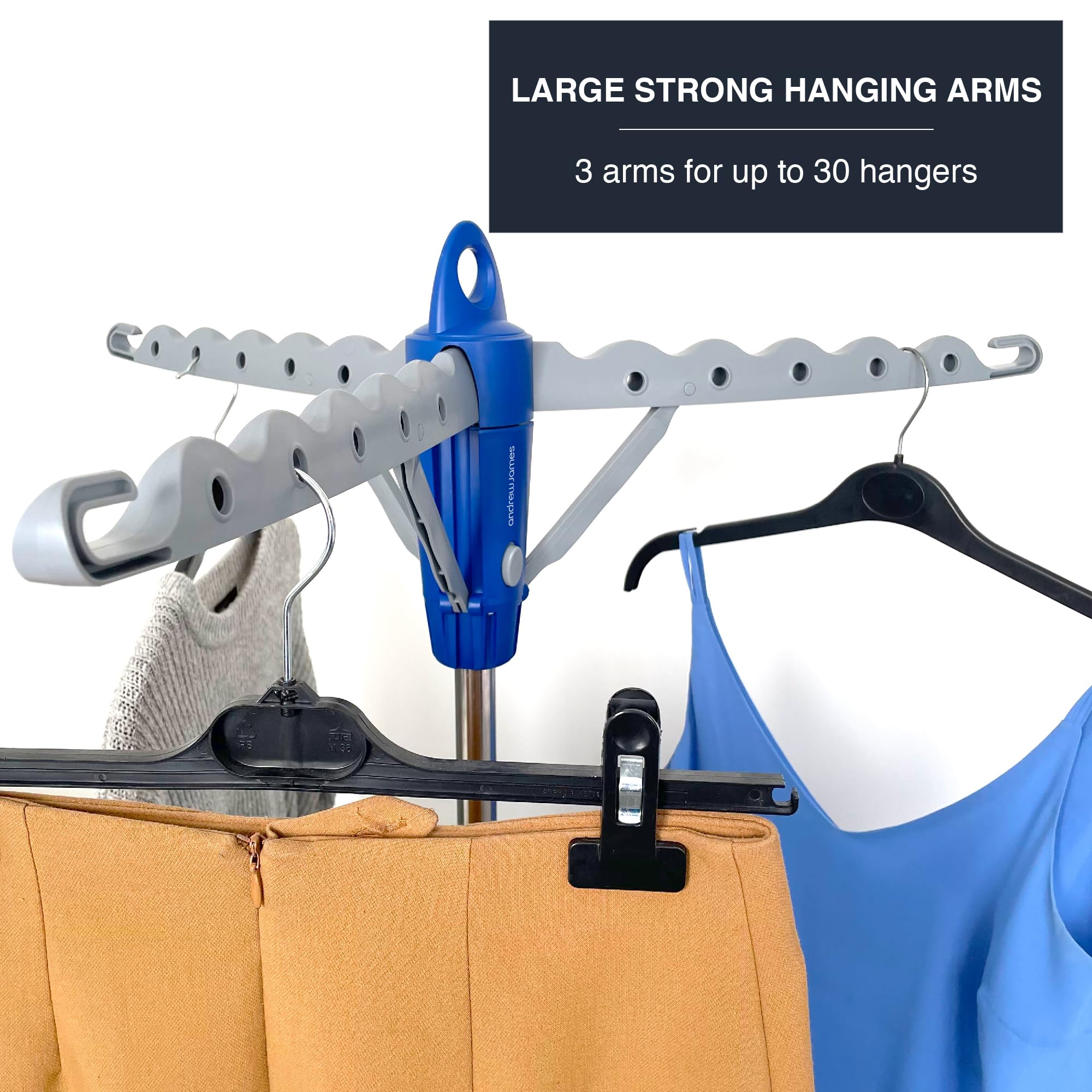 Andrew James Clothes Rail Airer Drier | Adjustable Portable Clothes Horse Tripod Design | Folds Flat for Storage Easy Setup | Great for Indoor Outdoor