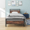 BOFENG 3ft Single Bed Frames Solid Bedstead Base with Wood Headboard,Heavy Duty Metal Platform Bed Frame No Box Spring Needed,Mattress Base/Metal Slat