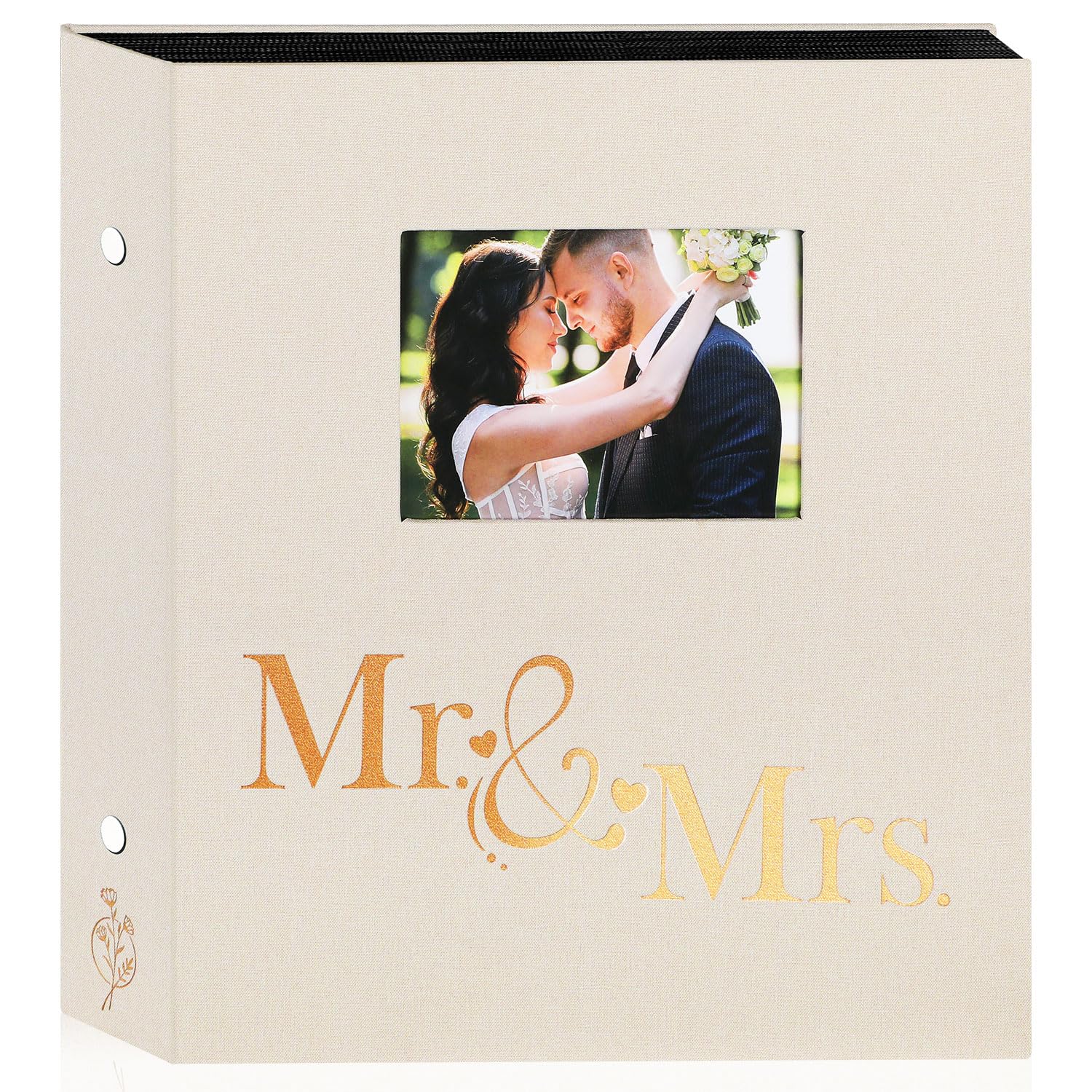 Lanpn Wedding Photo Album 6x4 600 Pocket Photos Slip in, Linen Cover Large Capacity Newlywed Marriage Window Album Hold 600 Portrait Landscape Photos