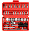 LLNEDL 46 Pieces 1/4" Drive Socket Set&Tool Sets, Ratchet Wrench Set with Bit Socket Set Metric and Extension Bar for DIY, Car Repair and Household