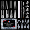 EBANKU 192PCS Clear Dual Nail Forms System - Full Cover Mold Tips, Acrylic Extension With 96PCS Stickers, Clips, Gel Brush, PE File for Art Salon