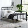 Julian Bowen King Size Bed Frame - Satin Black Metal Bed Base with Slats and Headboard, Industrial Style 150cm 5ft Bed, No Box Spring Needed, Underbed