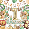 Wild One Birthday Decorations, 1st Birthday Decorations for Boys Girls, Safari Jungle Theme Party Decorations With Balloons, Paper Plates, Cups,