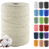 Klhamky 4mm?300m Macrame Cotton Cord, Soft 4 Strand Twisted 100% Natural Cotton for Handmade Wall Hanging, DIY, Craft Making, Knitting, Plant Hangers,