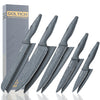 GOLTICH 5 PCs Grey Kitchen Knife Sets with Sheath - Premium Stainless Steel Kitchen Knives Set with Easy Grip Handle - Ultra Sharp Knife Set Includes