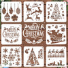 LYPER 12inch Christmas Stencils - Reusable Santa Claus, Snowmen, Snowflakes, Moose Templates for Painting DIY Crafts, Christmas Cards, Window Glass,