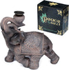 Puckator Peace of the East Wood Effect Elephant Backflow Incense Burner - Home Zen Meditation Decor Accessories - Incense Waterfall Cone Burner - Spiritual Feng Shui Gothic Goth Relaxation Gifts Gift
