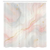 ABAKUHAUS Pink Shower Curtain, Art Marble Print Dreamy Lines, Cloth Fabric Bathroom Decor Set with Hooks, 175 x 200 cm, Rouge Pale Cadet Blue