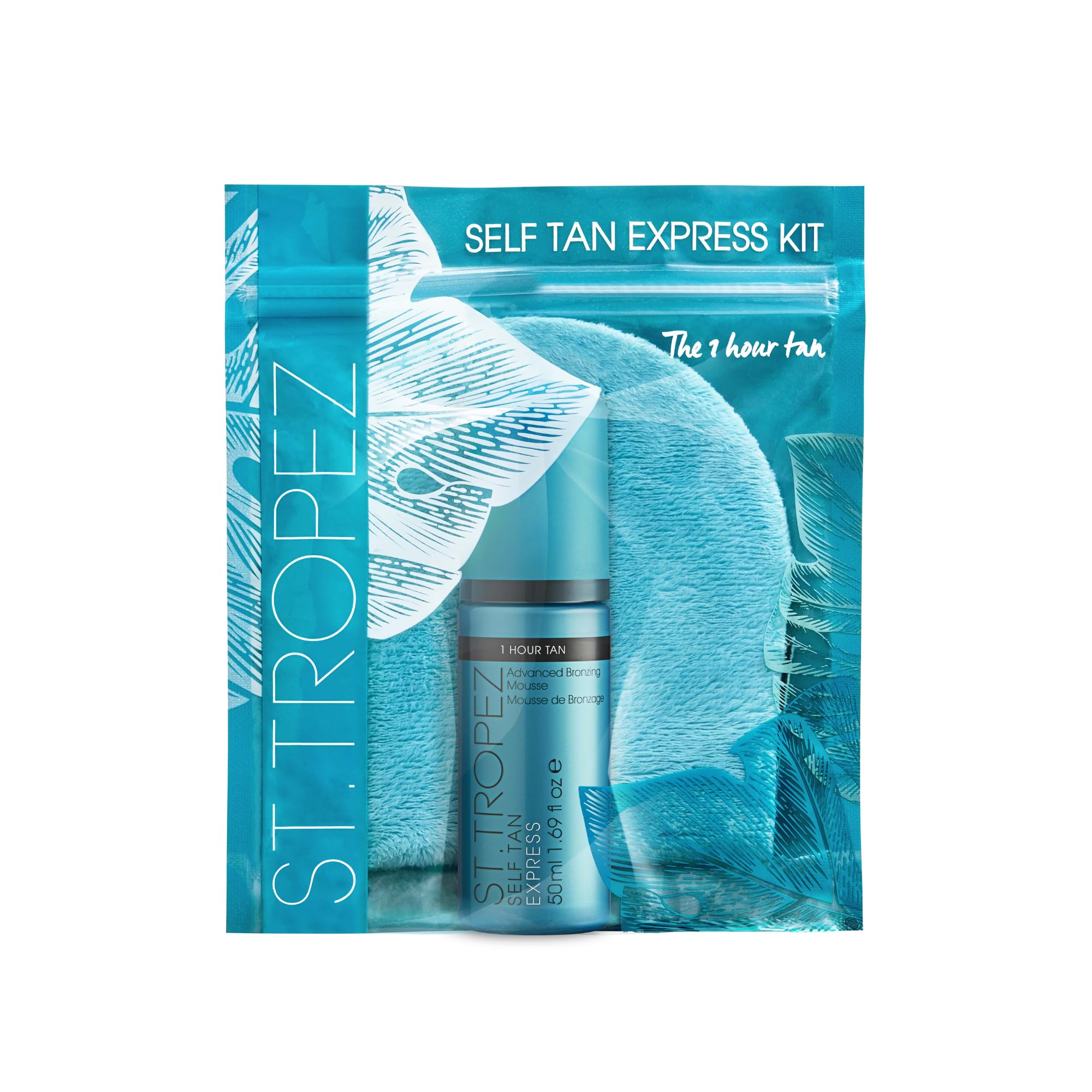 St.Tropez Self Tan Express Starter Kit, Express Mousse 50 ml, Applicator Mitt, Develops in 1-3 Hours, Streak-Free Finish, Vegan, Natural & Cruelty