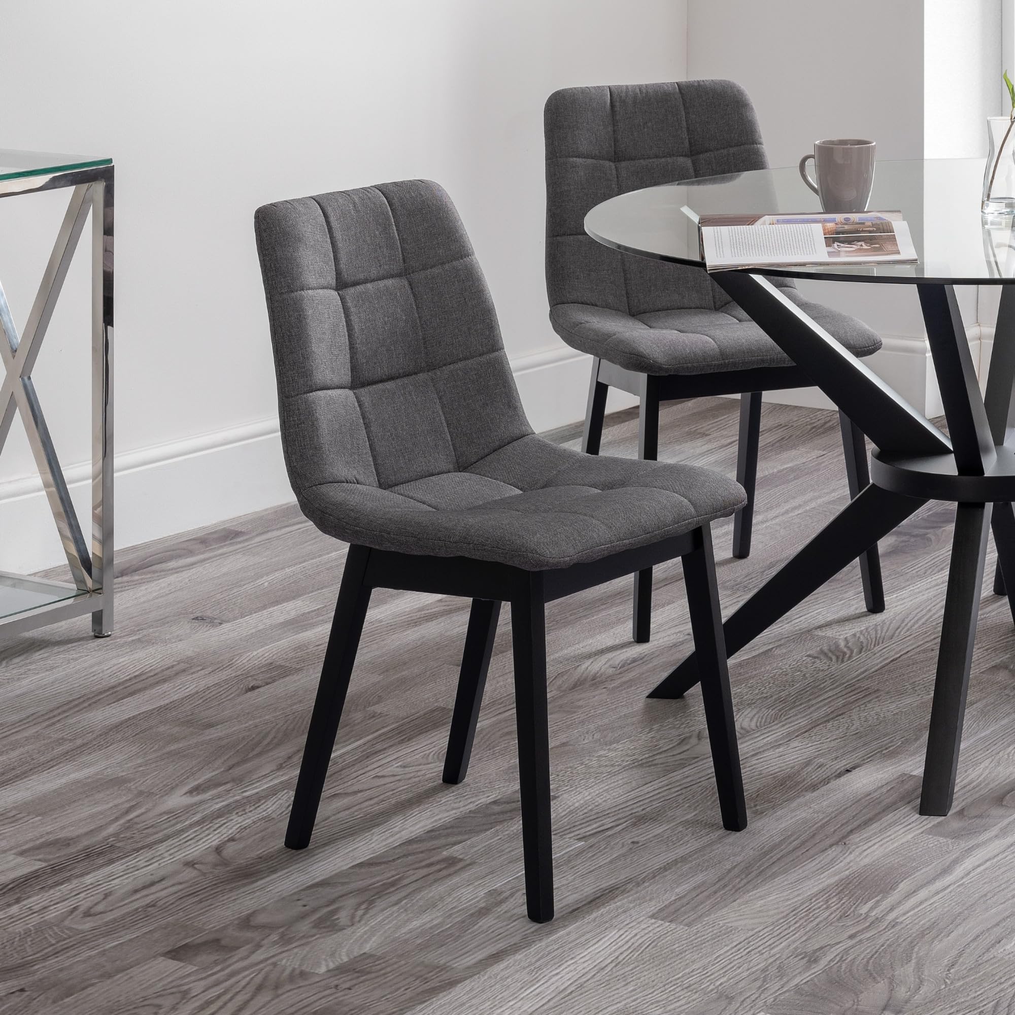 Julian Bowen Set of 4 Hayden Panelled Dining Chairs, Grey