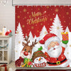 Bonhause Christmas Shower Curtain, Xmas Santa Claus Winter Snowman Reindeer Red Bathroom Curtain 180 x 180 cm Waterproof Mildew and Mould Resistant