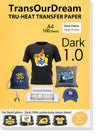 TransOurDream Tru-Transfer Paper -100 Sheets A4 Inkjet Iron On Transfer Paper Heat Transfer Vinyl for Dark T Shirts Fabrics.NO Peeling!NO