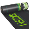 iropro 3m x 25m Heavy Duty Weed Control Membrane Garden Weed Barrier Fabric for Landscaping Driveway Gravel Artificial Grass Lawn Underlay Black Woven