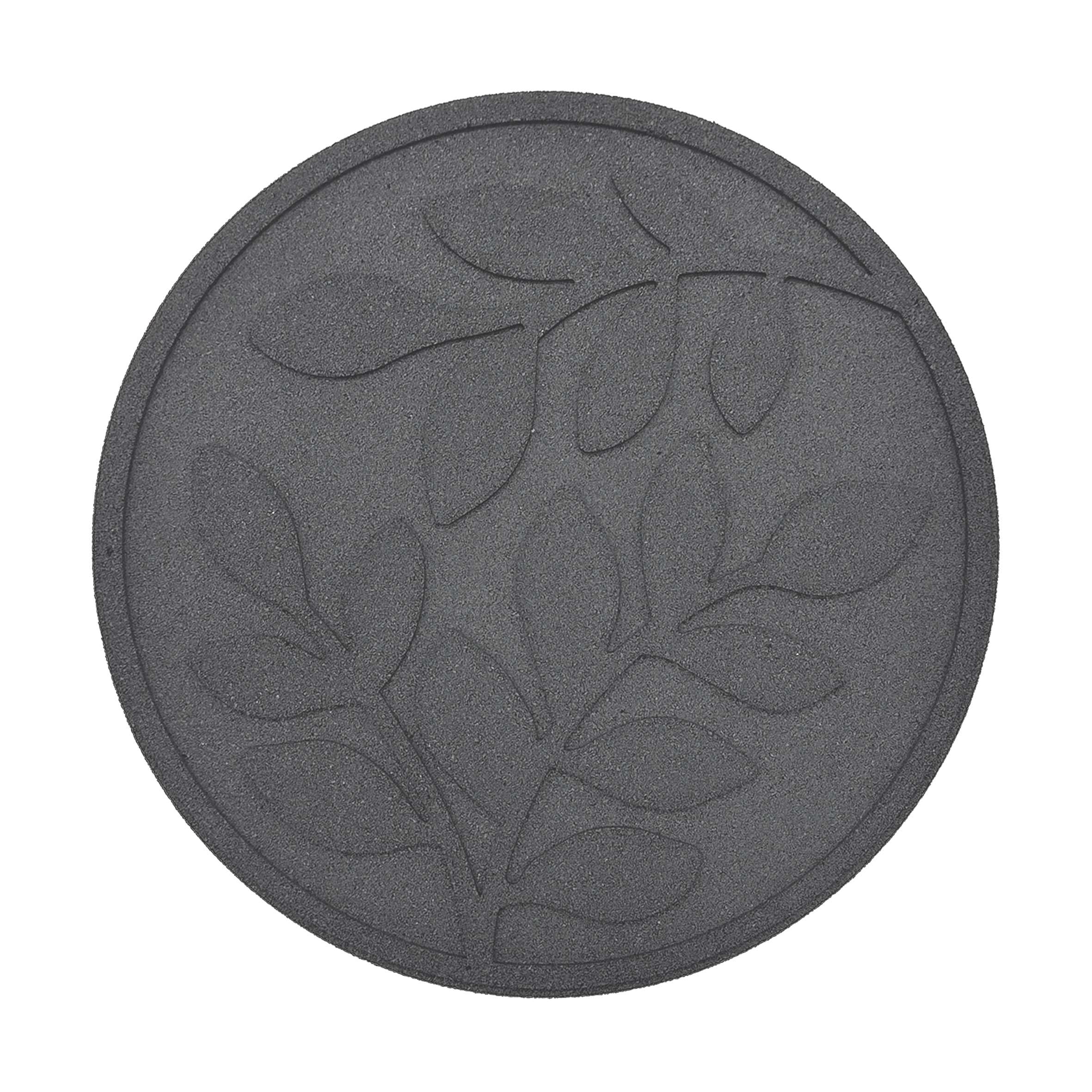 Nicoman Garden Recycled Stepping Stones Scroll with LEAF design, Reversible and Rubber Hard Wearing (Set of 4, Grey)