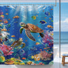 Bonhause Underwater World Shower Curtain, Sea Turtle Tropical Fishes Bathroom Curtain 180 x 180 cm Waterproof Mildew and Mould Resistant Polyester