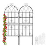 Relaxdays Metal Trellis, Set of 2, Climbing Plant Support, Free-Standing, Vintage Style, 150x50 cm, Garden Panels, Black
