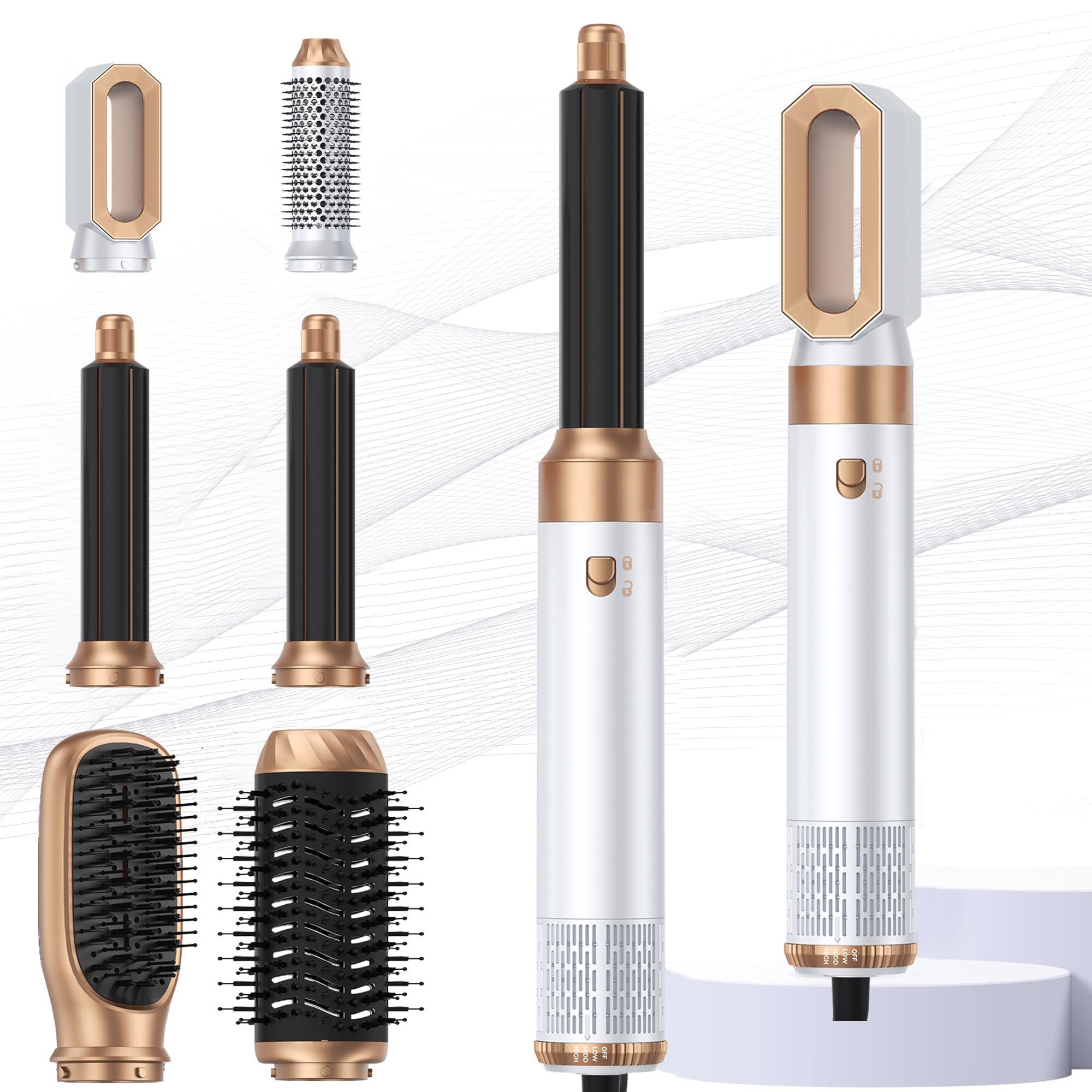 Airbrush 6 in 1 Multi Styler Styler MogaWave 6 in 1 Air Styler Air Brush Pro Hair Styler, Blow Dry Hair Brush, Air Curler, Hair Dry Brush, Airstyler