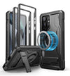 Dexnor Magnetic Case for Samsung Galaxy S24 Ultra Case with Adjustable Kickstand & 2 Front Frames & Built-in Screen Protector, MagSafe Compatible