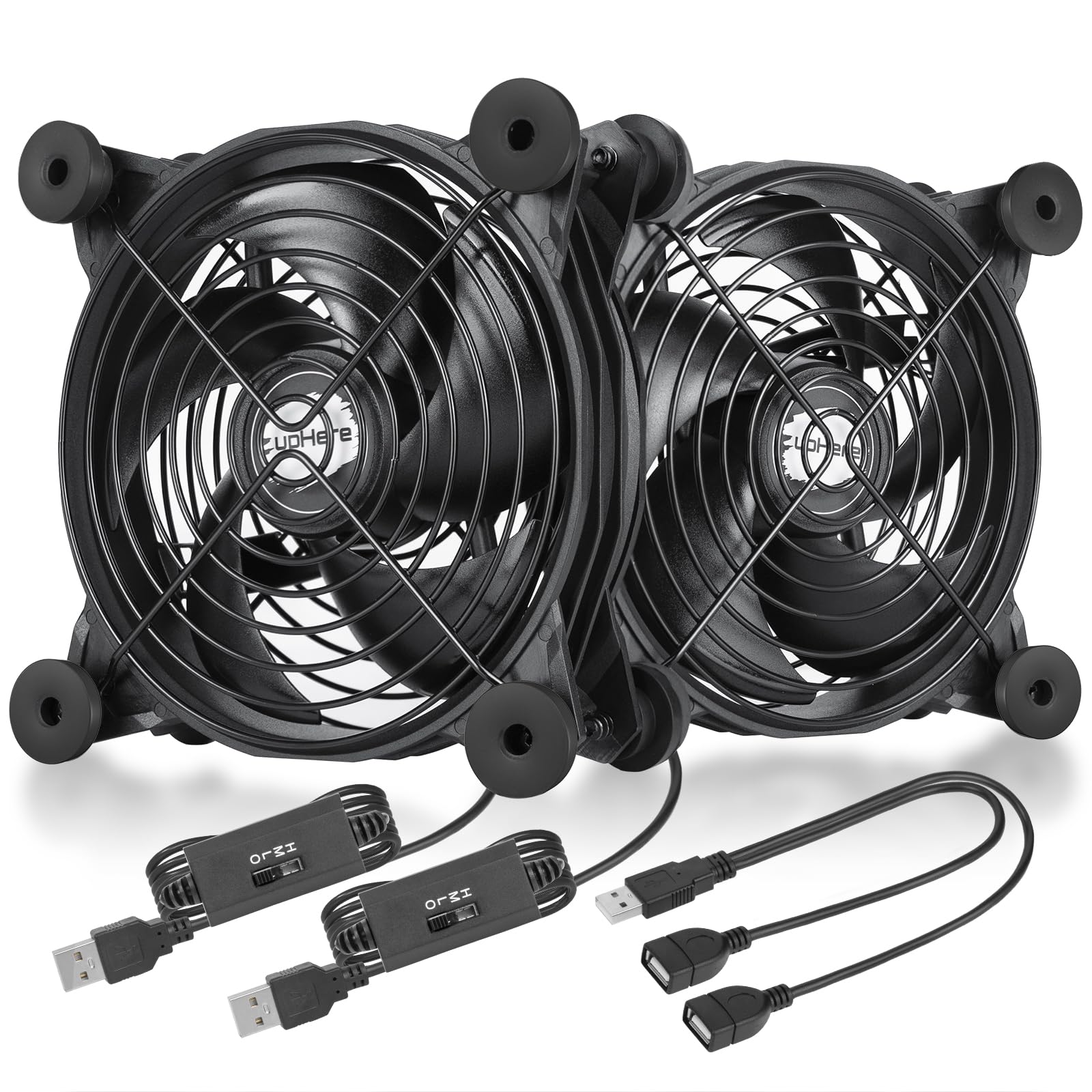 upHere 120mm Fan USB Powered Fans Quiet computer cooling 5v Fan with 3 Speed Control Compatible for PC/Xbox/Playstation/TV Box,etc.,U1204