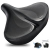 DAWAY W60 Extra Wide Bike Seat - Ultra Comfortable Memory Foam Saddle for Outdoor Indoor Rides, Ergonomic, with Shock Absorbers, Universal Fit for