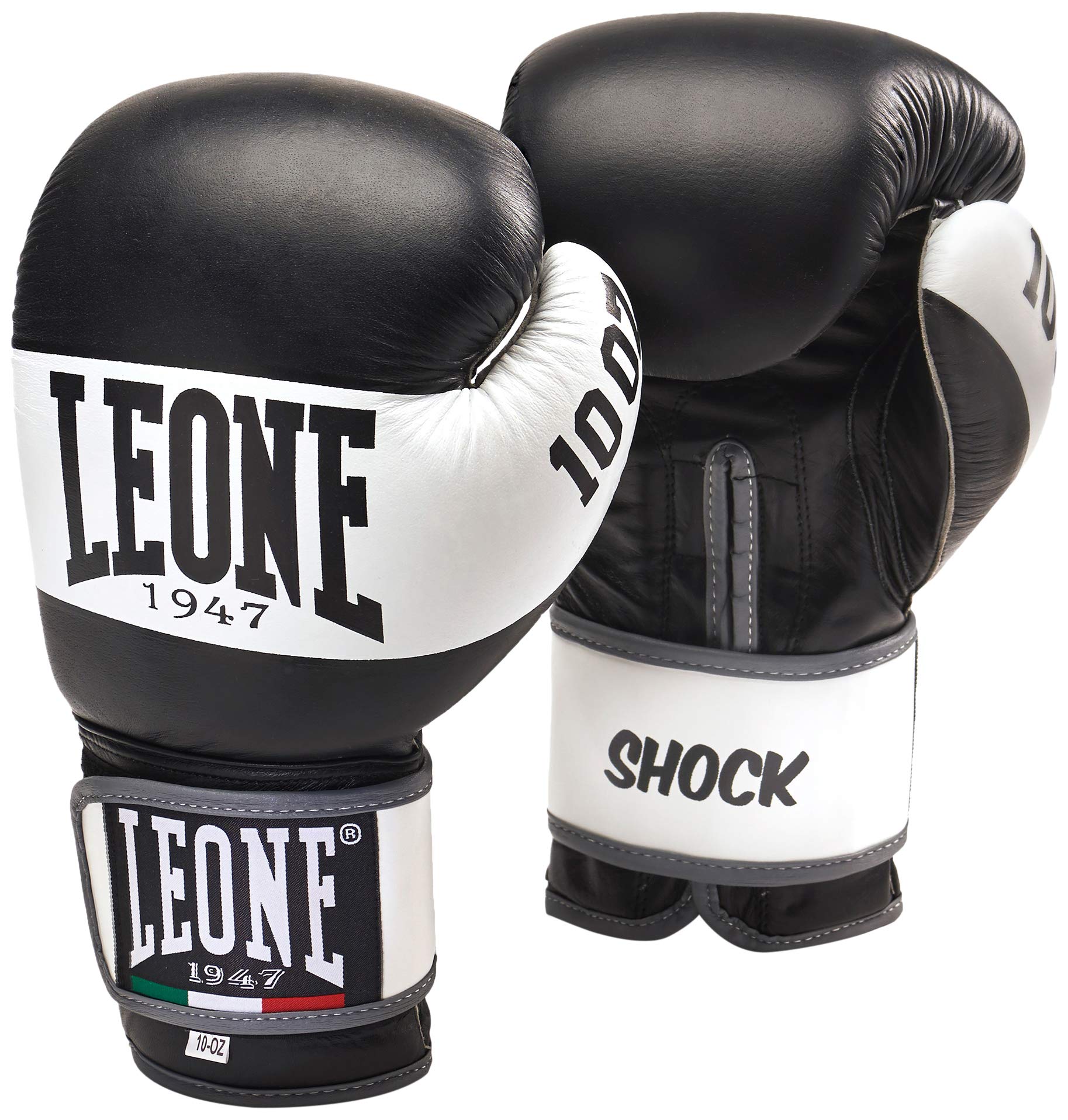 LEONE 1947, Shock Boxing Gloves, Unisex Adult, Black, 12 OZ, GN047
