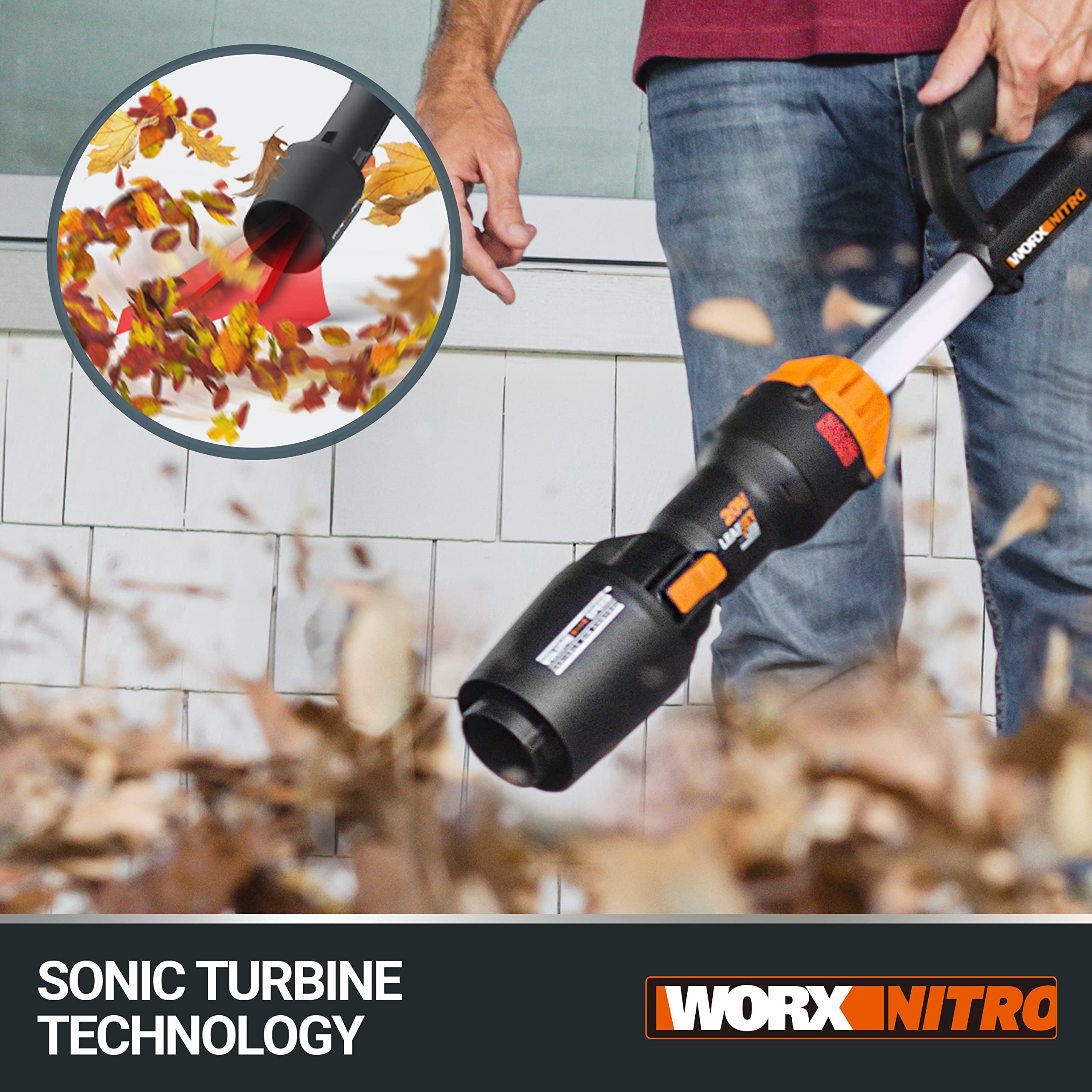 WORX Nitro 18V(20V MAX) Cordless Leaf Blower, PowerShare, Brushless Motor 2.0, Max. 209km/h Air Speed, 2-Speed Control, Bare Tool Only, WG543E.9
