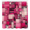 ABAKUHAUS Pink Shower Curtain, Blushy Y2K Squares Futurist, Cloth Fabric Bathroom Decor Set with Hooks, 175 x 200 cm, Magenta Dried Rose Pink